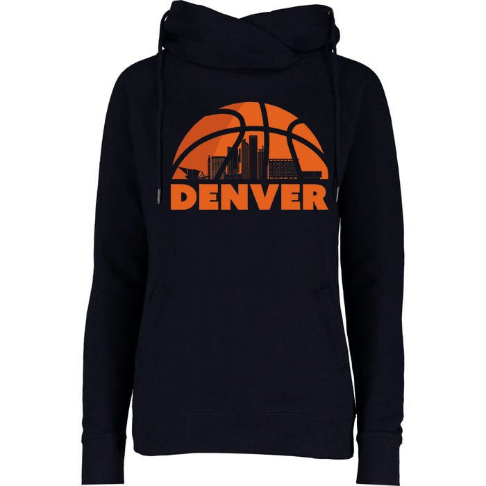 Denver City Skyline Colorado Basketball Fan Jersey Womens Funnel Neck Pullover Hood