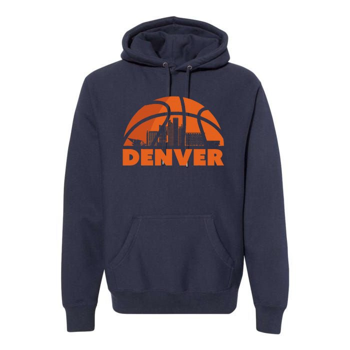 Denver City Skyline Colorado Basketball Fan Jersey Premium Hoodie