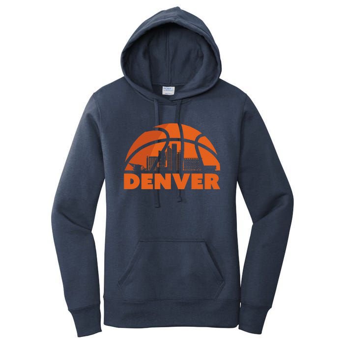 Denver City Skyline Colorado Basketball Fan Jersey Women's Pullover Hoodie