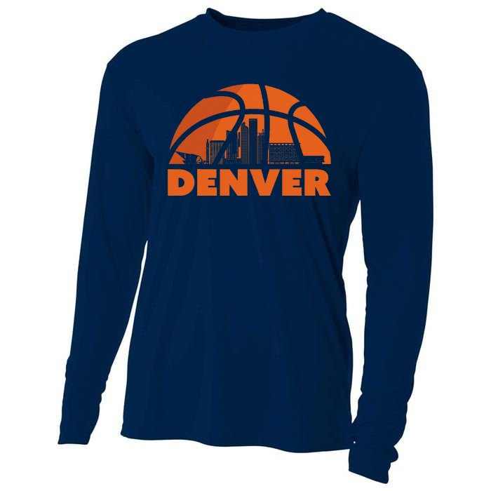 Denver City Skyline Colorado Basketball Fan Jersey Cooling Performance Long Sleeve Crew