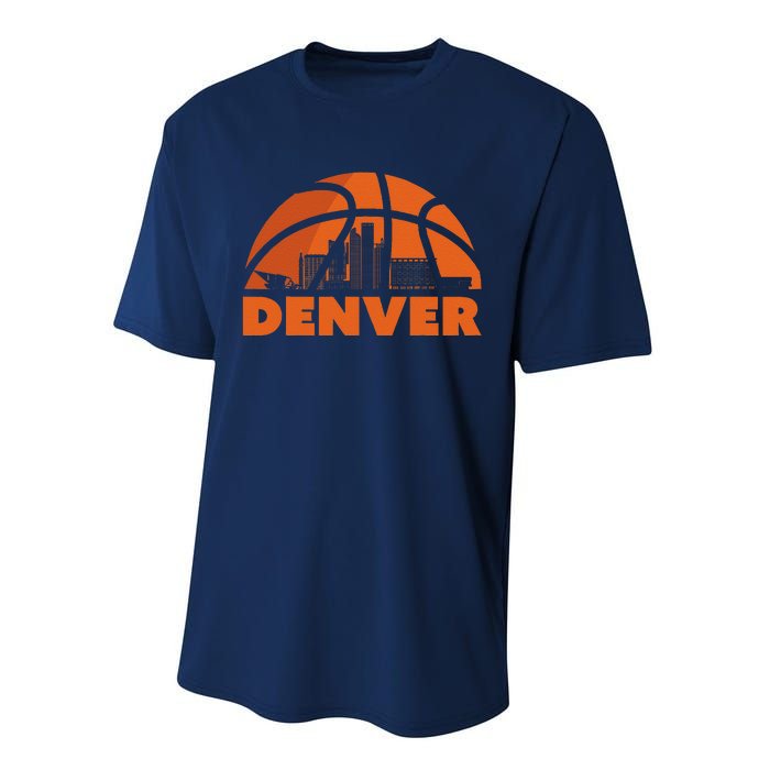 Denver City Skyline Colorado Basketball Fan Jersey Performance Sprint T-Shirt