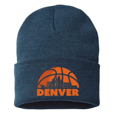 Denver City Skyline Colorado Basketball Fan Jersey Sustainable Knit Beanie