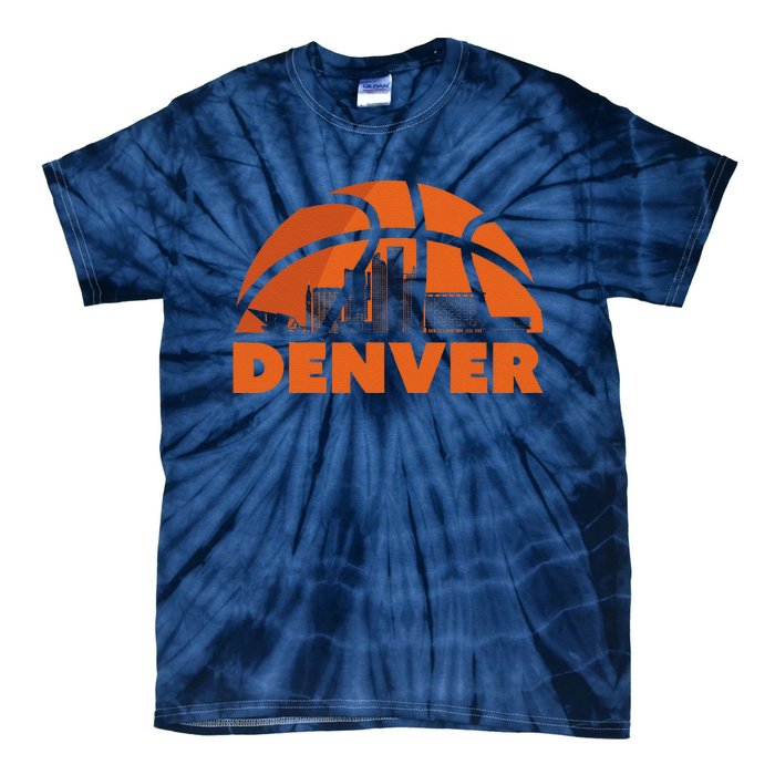 Denver City Skyline Colorado Basketball Fan Jersey Tie-Dye T-Shirt