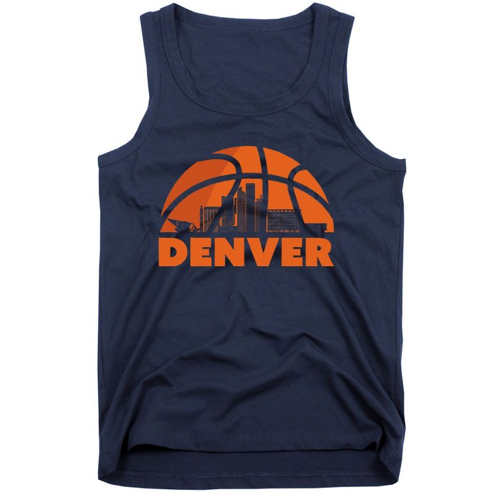 Denver City Skyline Colorado Basketball Fan Jersey Tank Top