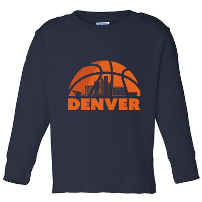 Denver City Skyline Colorado Basketball Fan Jersey Toddler Long Sleeve Shirt