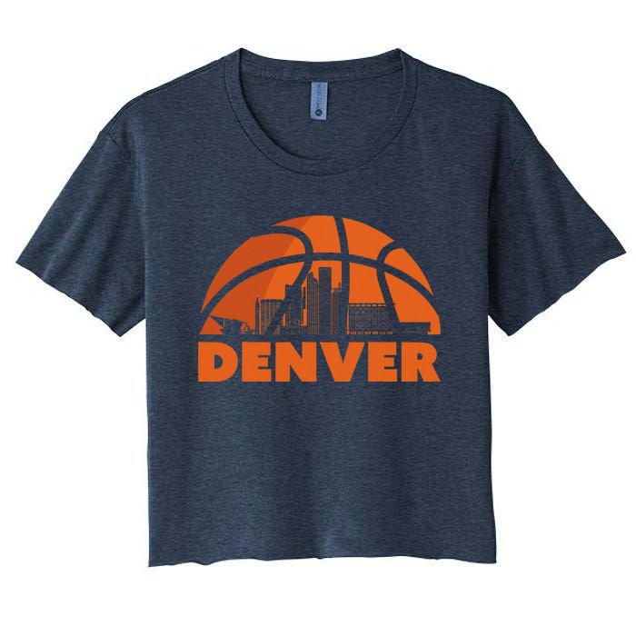 Denver City Skyline Colorado Basketball Fan Jersey Women's Crop Top Tee