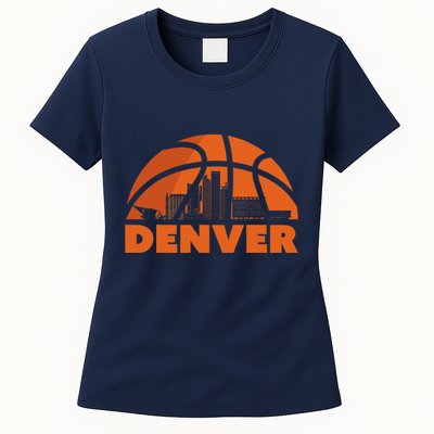 Denver City Skyline Colorado Basketball Fan Jersey Womens T-Shirt