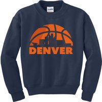 Denver City Skyline Colorado Basketball Fan Jersey Kids Sweatshirt