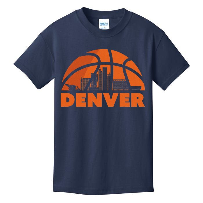 Denver City Skyline Colorado Basketball Fan Jersey Kids T-Shirt