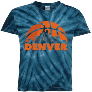 Denver City Skyline Colorado Basketball Fan Jersey Kids Tie-Dye T-Shirt