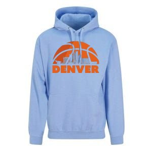 Denver City Skyline Colorado Basketball Fan Jersey Unisex Surf Hoodie