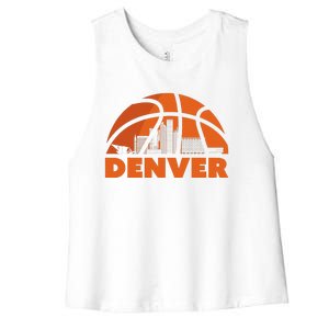 Denver City Skyline Colorado Basketball Fan Jersey Women's Racerback Cropped Tank