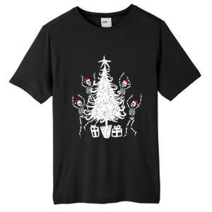 Dancing Christmas Skeletons Funny Spooky Christmas Graphic Gift Tall Fusion ChromaSoft Performance T-Shirt