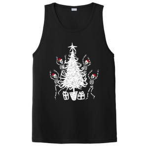 Dancing Christmas Skeletons Funny Spooky Christmas Graphic Gift PosiCharge Competitor Tank