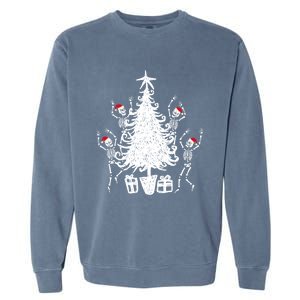 Dancing Christmas Skeletons Funny Spooky Christmas Graphic Gift Garment-Dyed Sweatshirt