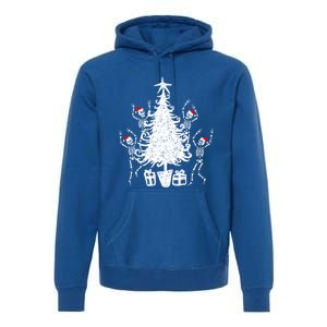 Dancing Christmas Skeletons Funny Spooky Christmas Graphic Gift Premium Hoodie