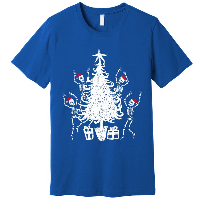 Dancing Christmas Skeletons Funny Spooky Christmas Graphic Gift Premium T-Shirt