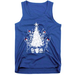 Dancing Christmas Skeletons Funny Spooky Christmas Graphic Gift Tank Top