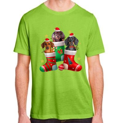 Dachshund Christmas Stocking Funny Xmas Dog Lover Adult ChromaSoft Performance T-Shirt