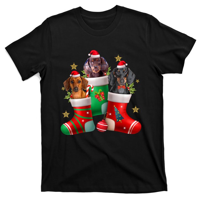 Dachshund Christmas Stocking Funny Xmas Dog Lover T-Shirt