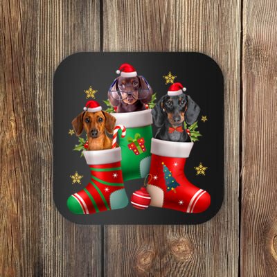 Dachshund Christmas Stocking Funny Xmas Dog Lover Coaster