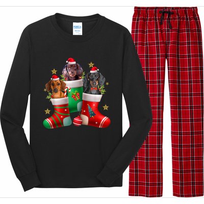 Dachshund Christmas Stocking Funny Xmas Dog Lover Long Sleeve Pajama Set