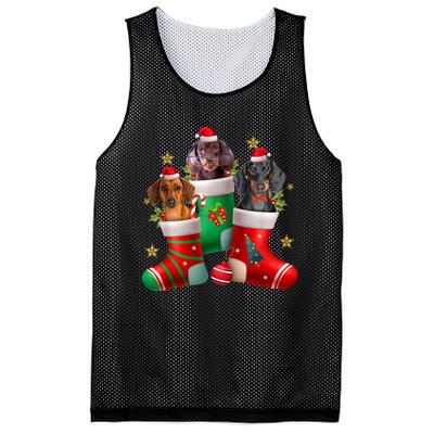 Dachshund Christmas Stocking Funny Xmas Dog Lover Mesh Reversible Basketball Jersey Tank