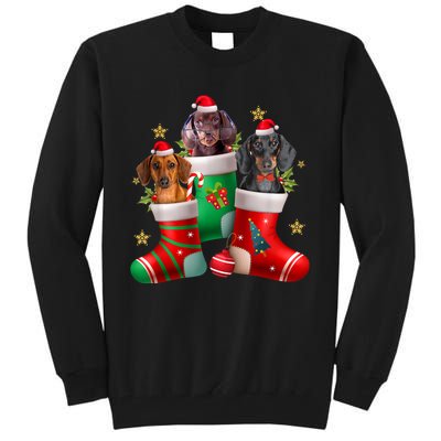 Dachshund Christmas Stocking Funny Xmas Dog Lover Tall Sweatshirt