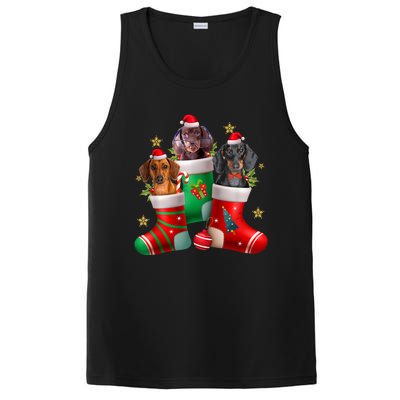 Dachshund Christmas Stocking Funny Xmas Dog Lover PosiCharge Competitor Tank