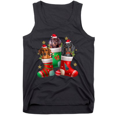 Dachshund Christmas Stocking Funny Xmas Dog Lover Tank Top