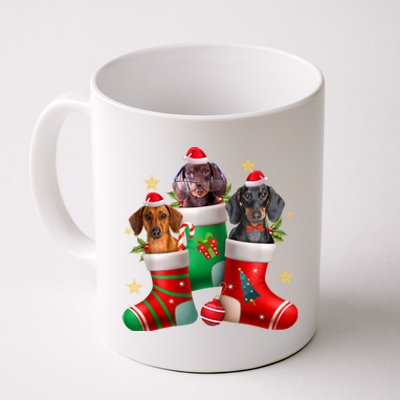 Dachshund Christmas Stocking Funny Xmas Dog Lover Coffee Mug