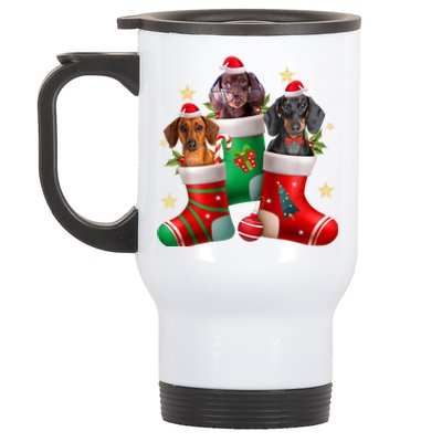 Dachshund Christmas Stocking Funny Xmas Dog Lover Stainless Steel Travel Mug