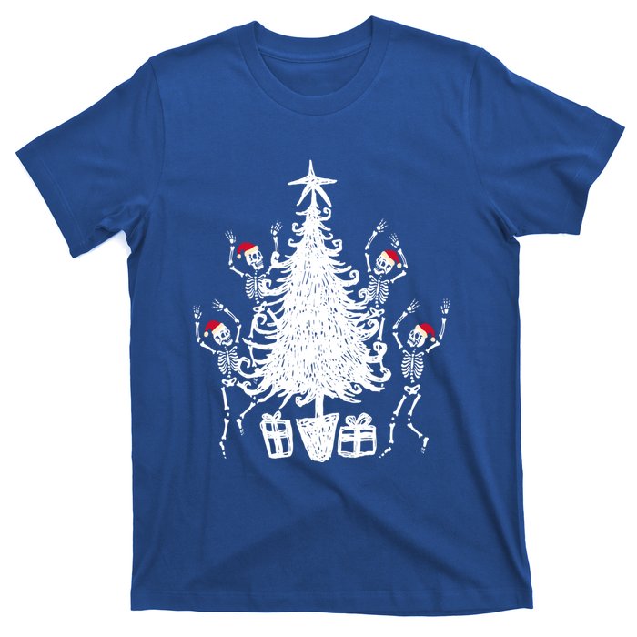 Dancing Christmas Skeletons Funny Spooky Christmas Graphic Gift T-Shirt