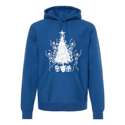 Dancing Christmas Skeletons Funny Spooky Christmas Graphic Gift Premium Hoodie