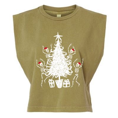 Dancing Christmas Skeletons Funny Spooky Christmas Graphic Gift Garment-Dyed Women's Muscle Tee