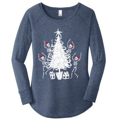 Dancing Christmas Skeletons Funny Spooky Christmas Graphic Gift Women's Perfect Tri Tunic Long Sleeve Shirt