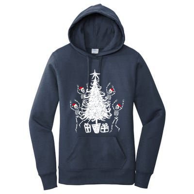 Dancing Christmas Skeletons Funny Spooky Christmas Graphic Gift Women's Pullover Hoodie