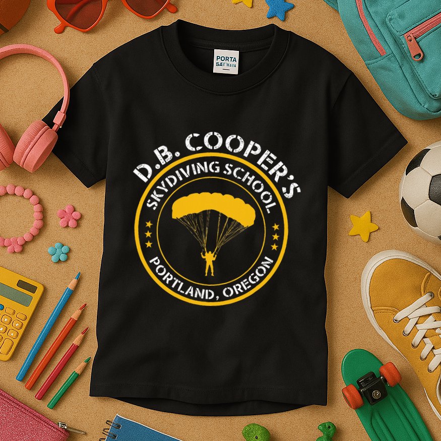 Db Cooper Skydiving School Portland Oregon Kids T-Shirt
