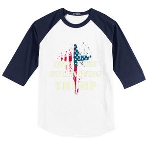 DonT Care Still Voting Trump Patriotic American Flag Cross Gift Baseball Sleeve Shirt