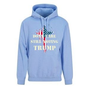 DonT Care Still Voting Trump Patriotic American Flag Cross Gift Unisex Surf Hoodie