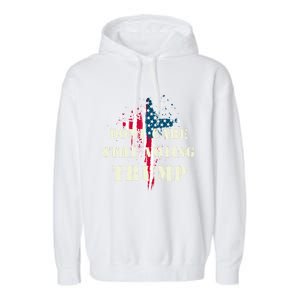 DonT Care Still Voting Trump Patriotic American Flag Cross Gift Garment-Dyed Fleece Hoodie