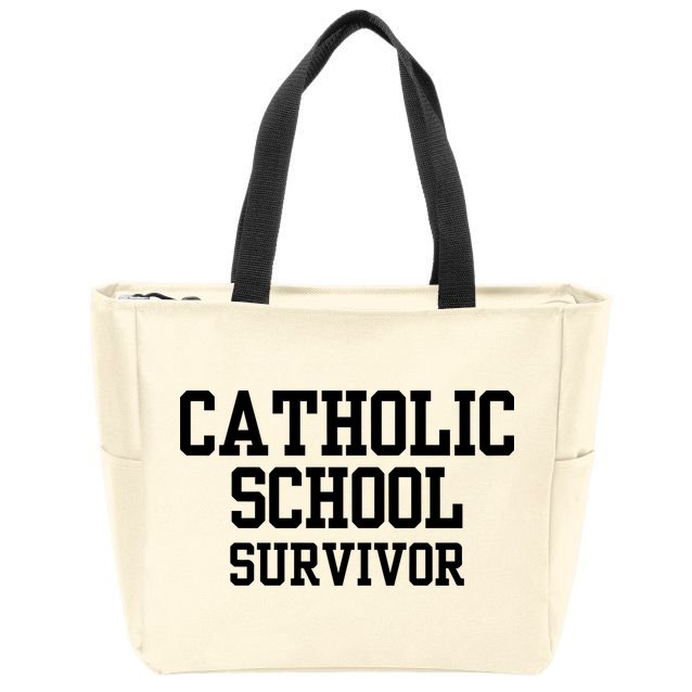 Doublecrossclothingco Catholic School Survivor Zip Tote Bag