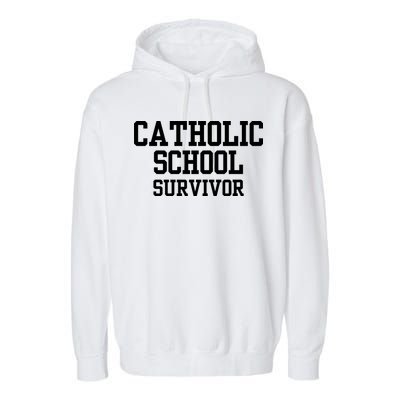 Doublecrossclothingco Catholic School Survivor Garment-Dyed Fleece Hoodie