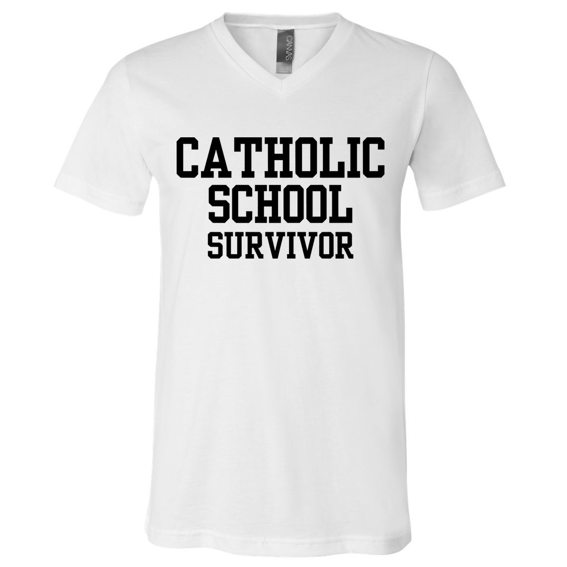 Doublecrossclothingco Catholic School Survivor V-Neck T-Shirt