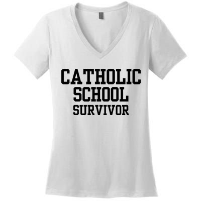 Doublecrossclothingco Catholic School Survivor Women's V-Neck T-Shirt