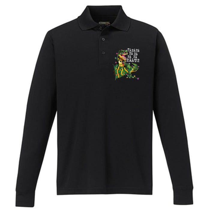 Dinosaur Christmas Shirts Fa Ra Rawr Tree Rex Boy Xmas Gift Performance Long Sleeve Polo