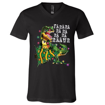 Dinosaur Christmas Shirts Fa Ra Rawr Tree Rex Boy Xmas Gift V-Neck T-Shirt