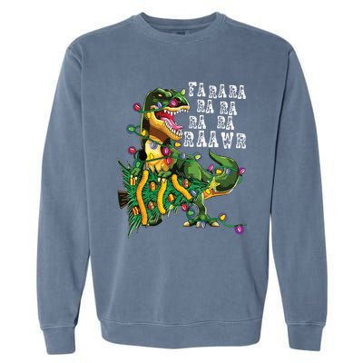 Dinosaur Christmas Shirts Fa Ra Rawr Tree Rex Boy Xmas Gift Garment-Dyed Sweatshirt