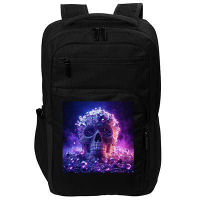 Diamond Covered Skull With Violet Colors And Crystal Gems Impact Tech Backpack