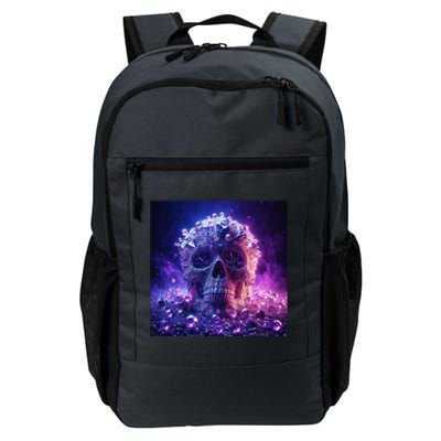 Diamond Covered Skull With Violet Colors And Crystal Gems Daily Commute Backpack